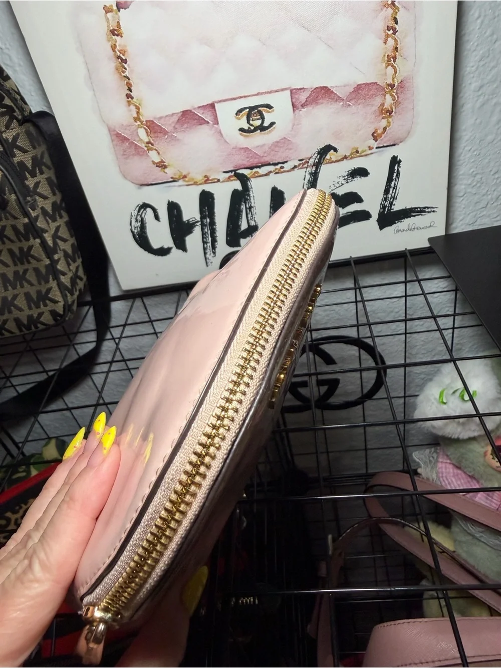 Michael Kors Blush Pink Patent Leather Cosmetic Pouch 💕✨